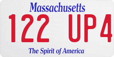 MA license plate 122UP4