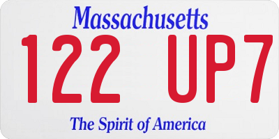 MA license plate 122UP7