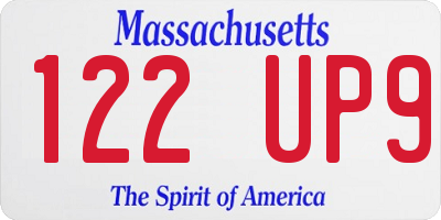 MA license plate 122UP9