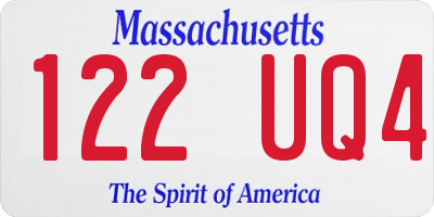 MA license plate 122UQ4