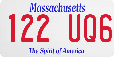 MA license plate 122UQ6