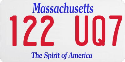 MA license plate 122UQ7