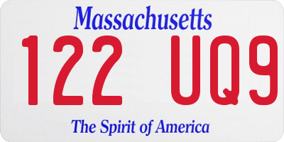 MA license plate 122UQ9