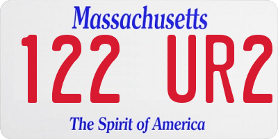 MA license plate 122UR2