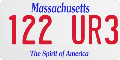 MA license plate 122UR3
