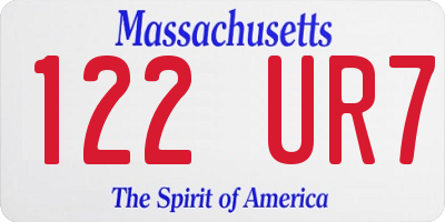 MA license plate 122UR7
