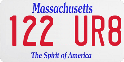 MA license plate 122UR8