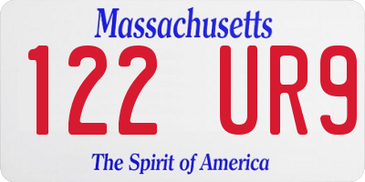 MA license plate 122UR9