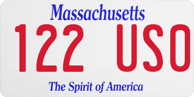MA license plate 122US0