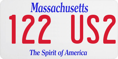 MA license plate 122US2