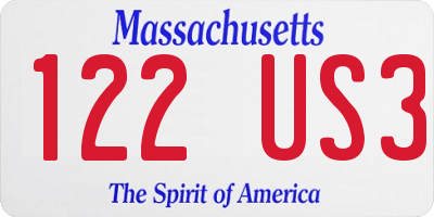 MA license plate 122US3