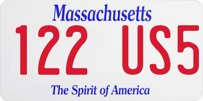 MA license plate 122US5