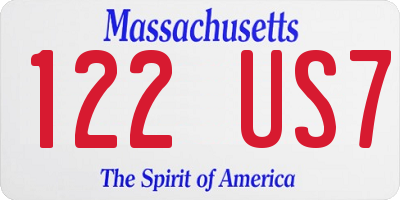 MA license plate 122US7