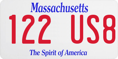MA license plate 122US8