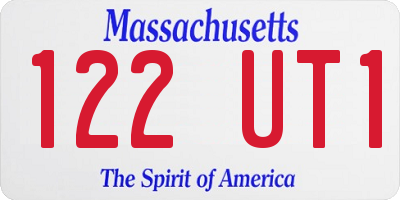 MA license plate 122UT1