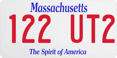 MA license plate 122UT2