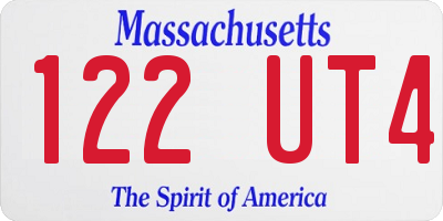MA license plate 122UT4