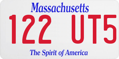 MA license plate 122UT5