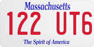 MA license plate 122UT6