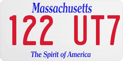 MA license plate 122UT7