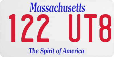 MA license plate 122UT8