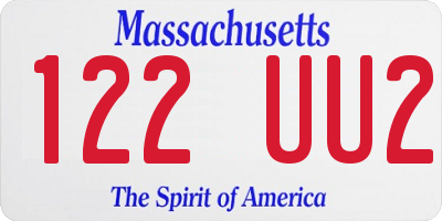 MA license plate 122UU2