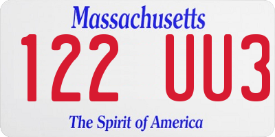 MA license plate 122UU3