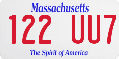 MA license plate 122UU7