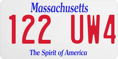 MA license plate 122UW4
