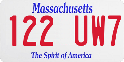 MA license plate 122UW7