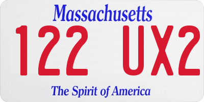 MA license plate 122UX2