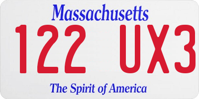 MA license plate 122UX3