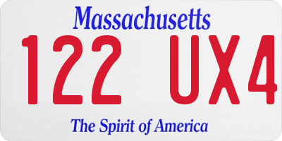 MA license plate 122UX4