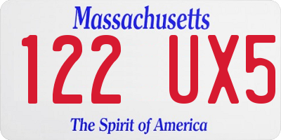 MA license plate 122UX5