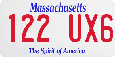 MA license plate 122UX6