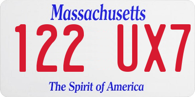 MA license plate 122UX7