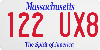 MA license plate 122UX8