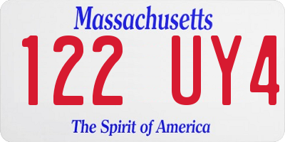 MA license plate 122UY4