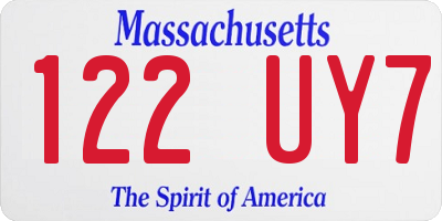 MA license plate 122UY7