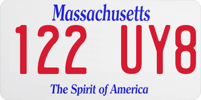 MA license plate 122UY8