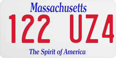MA license plate 122UZ4