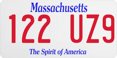 MA license plate 122UZ9