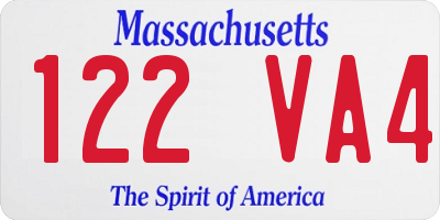 MA license plate 122VA4