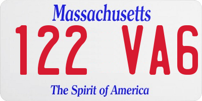 MA license plate 122VA6