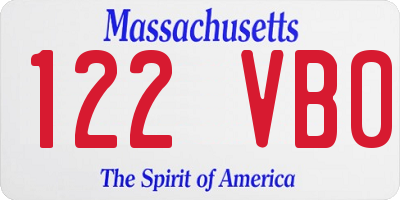 MA license plate 122VB0