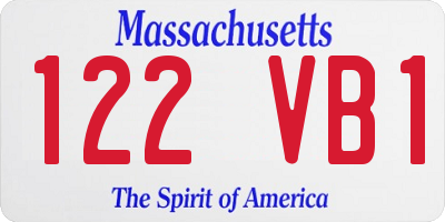 MA license plate 122VB1
