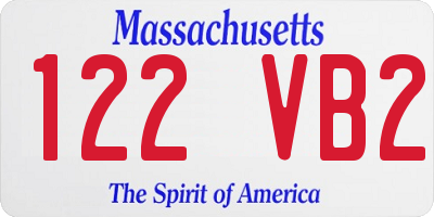 MA license plate 122VB2