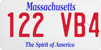 MA license plate 122VB4