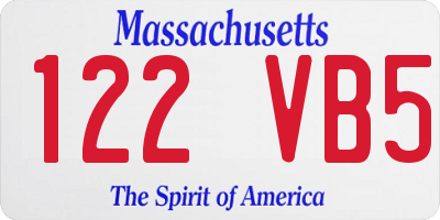 MA license plate 122VB5