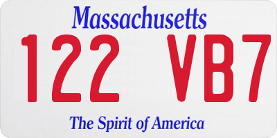 MA license plate 122VB7